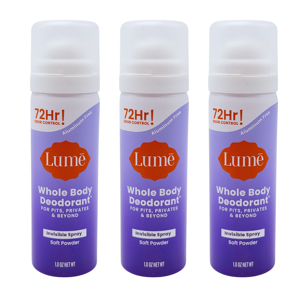 Whole Body Deodorant Spray 3-Pack 1oz Each — 72-Hour Odor Control, Aluminum & Baking Soda Free, Invisible Dry Spray, Soft Powder Scent, TSA Travel Size, Lume Feminine Deodorant for - product image 4