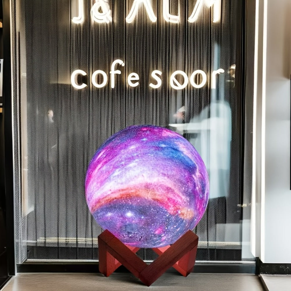 Moon Lamp 128 Colors Ball LED Night Light with Wooden Bracket, USB Plug-in, Remote Control & Infrared Sensor, 5.9 Inch Color Changing Globe Lamp for Bedroom, Living Room, Cafe, Off - product image 10