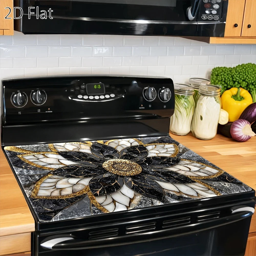 Stove Protector Mat Marble Lotus Pattern | Heat-Resistant Non-Stick Cooktop Cover Pad | Gas Stove, Induction Cooker, Glass Cooktop, Oven & Washer Dryer Top - product image 3