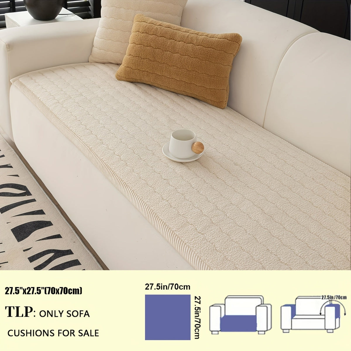 Plush Sofa Cover Bohemian Style Thickened Short Plush Non-Slip Machine Washable Pet Friendly Sofa Slipcover for Living Room Bedroom Office - Armrest Pad to 4 Seater - product image 42
