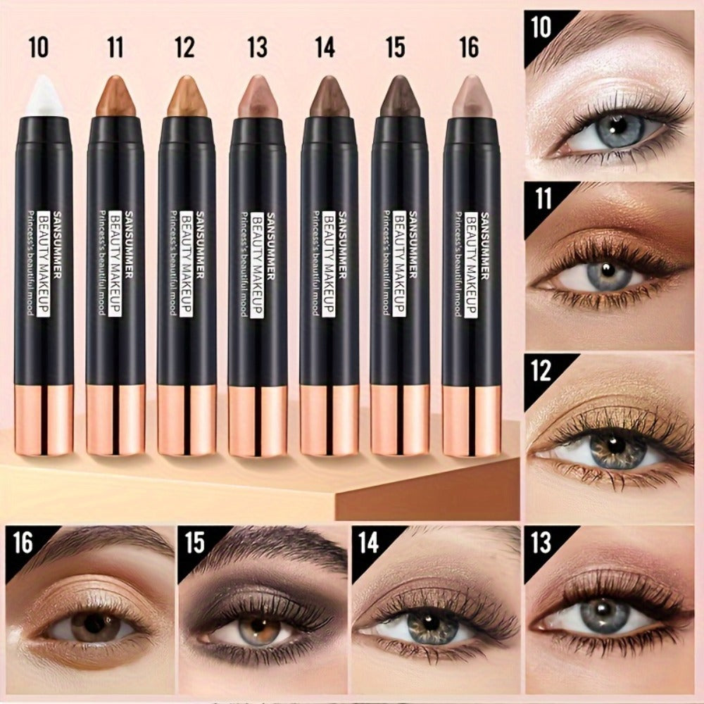 Waterproof Eyeshadow Stick Set 7 Pcs — Pearlescent Matte Shimmer & Metallic Finish, Long-Lasting Creamy Eye Makeup, No-Brush Easy Blendable Formula for All Skin Tones, Women's Beau - product image 2