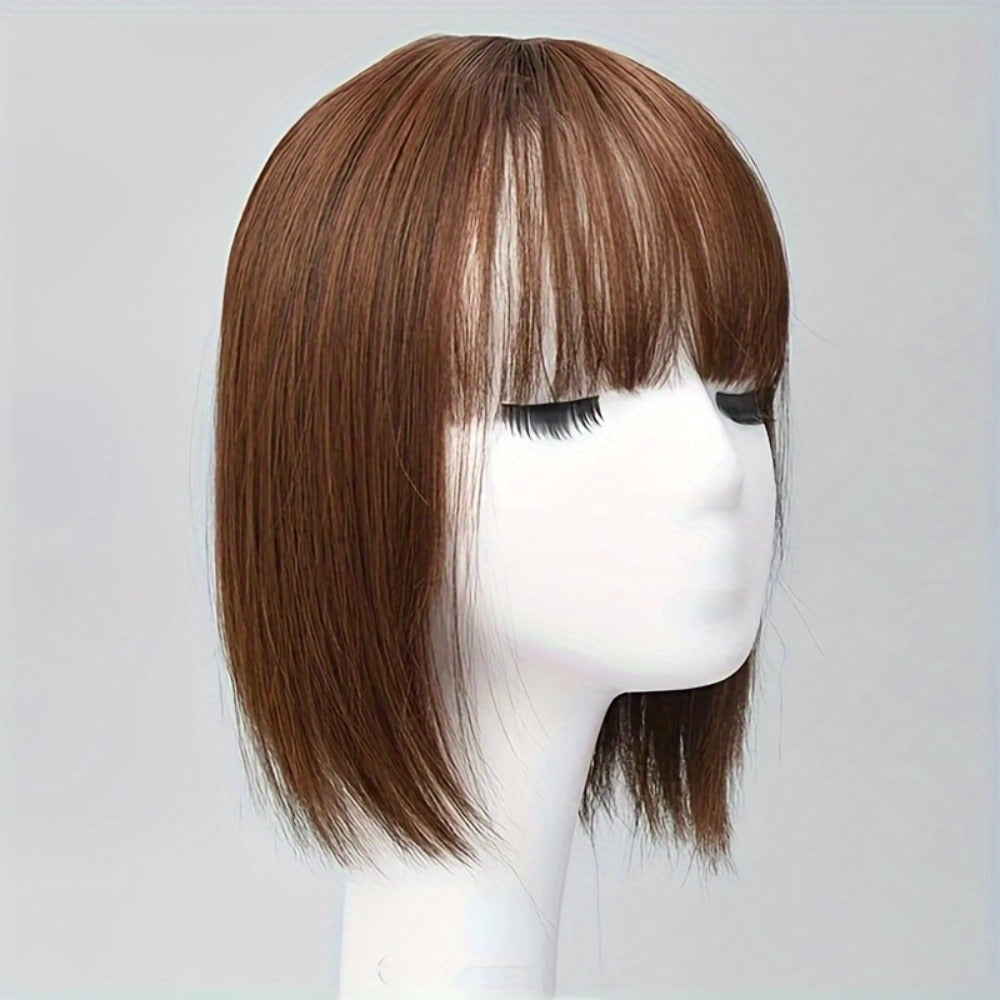 Hair Topper with Bangs for Women Thinning Hair Crown Coverage 10 Inch Lightweight Clip In Top Wig Volume Boost Black Dark Brown Light Brown Natural Blend - product image 11