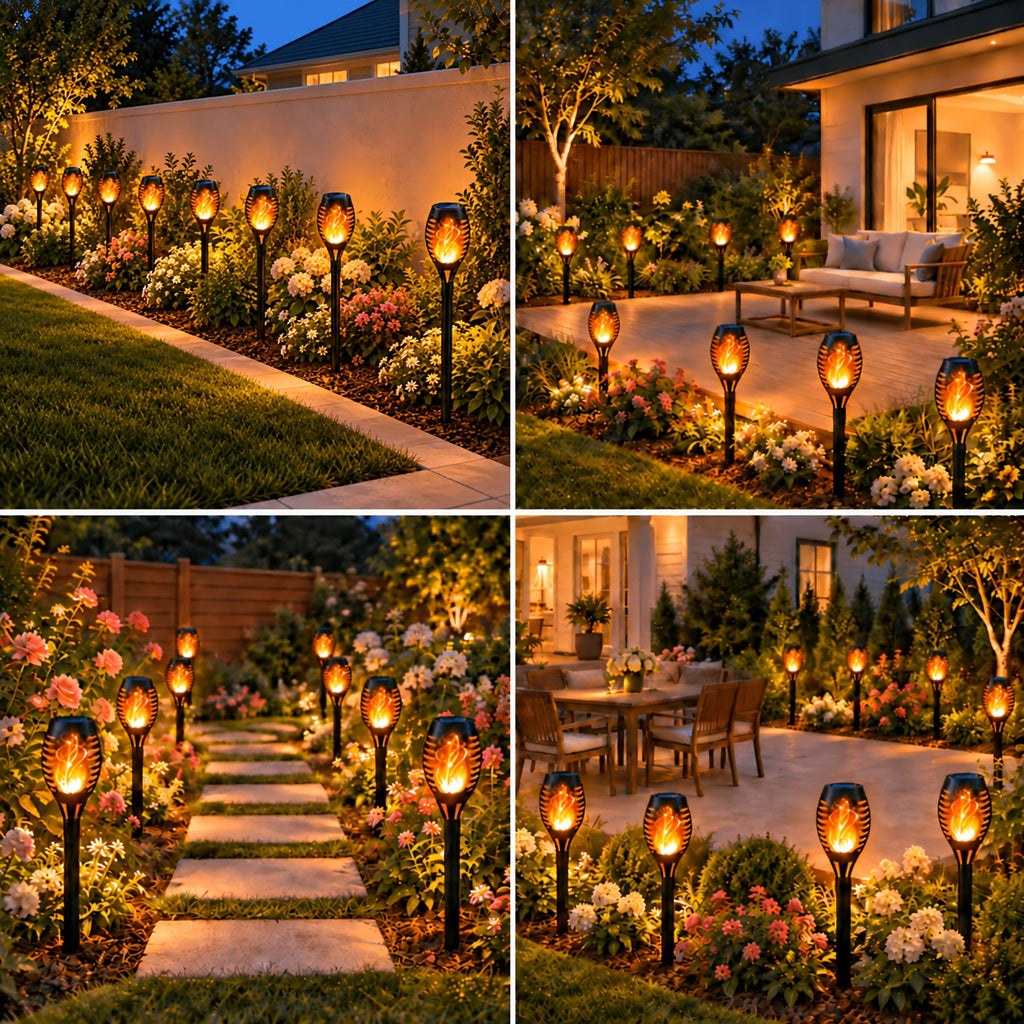 16-8pcs Solar Torch Lights With Smart Light Control, Upgraded Solar Torches Featuring Flashing Flames, Suitable For Garden Lawn Decoration, Solar Outdoor Lights - product image 2
