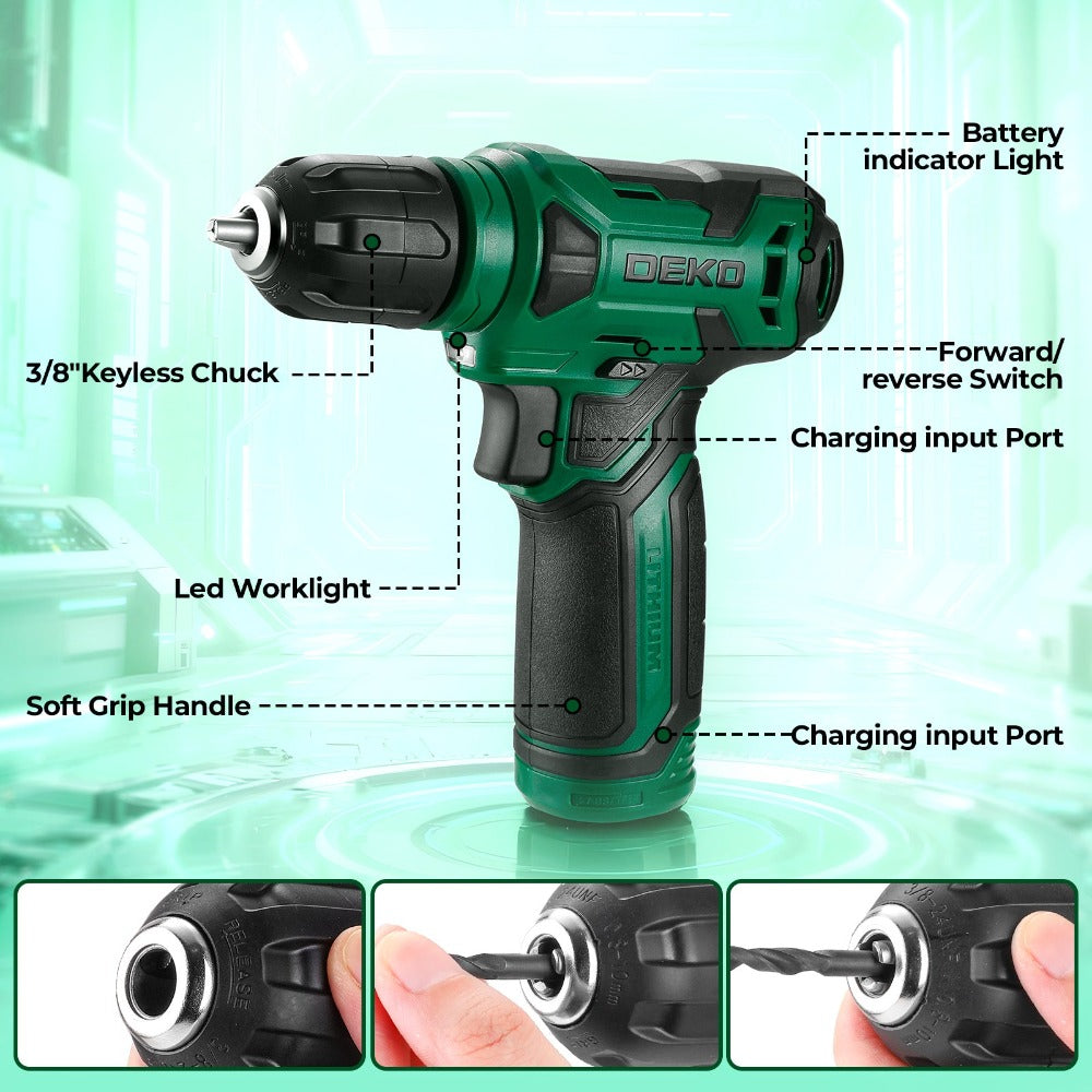 Cordless Drill Tool Kit 119/151PCS – 8V/12V Electric Power Drill Set with Screwdriver, Hammer, Wrench | All-in-One Home Repair & DIY Hand Tools for Women | Perfect Gift - product image 6