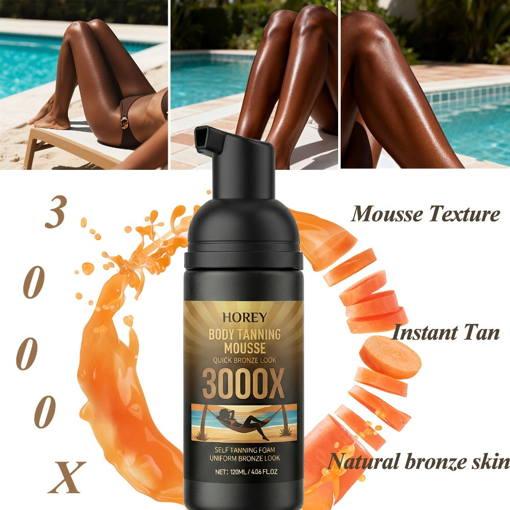 Sunless Self Tanning Mousse Deep Brown 3000X for Medium Dark to Dark Skin - Streak-Free Bronzing Foam with Carrot Oil & Coconut Oil, Hydrating Fake Tan 60ML - product image 5