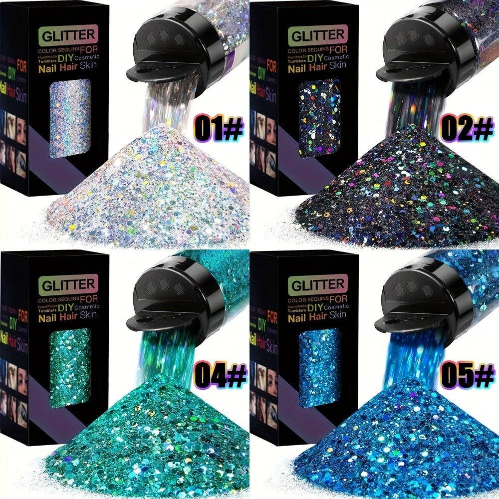 Holographic Chunky Glitter Set 4 Boxes 200g — Laser Diamond Metallic Hexagonal Flakes for Epoxy Resin, Tumblers, Scrapbooking, Nail Art & DIY Crafts, Mixed Colors - product image 4