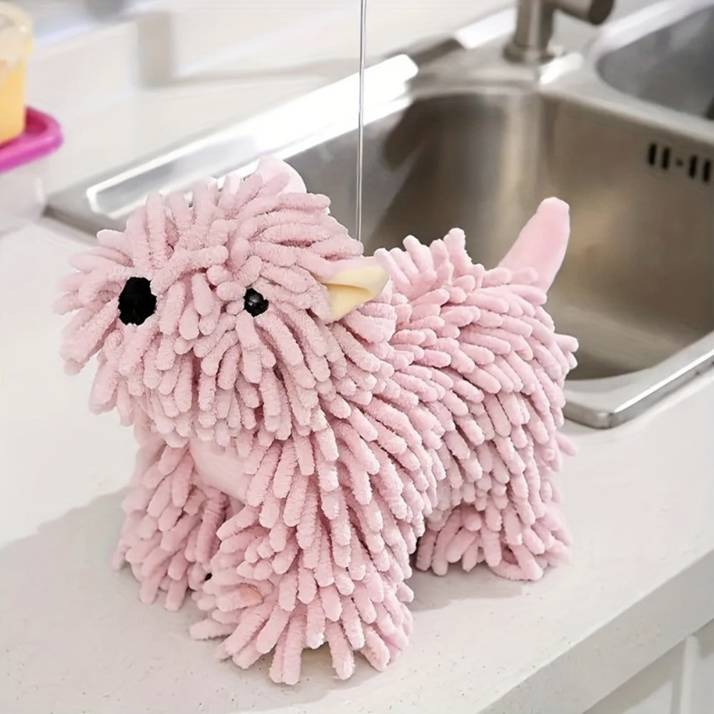 Cute Puppy Hand Towel Wall-Hanging Kitchen Bathroom Towel – Soft Absorbent Cartoon Dog Decorative Cloth 150g/㎡ - product image 8