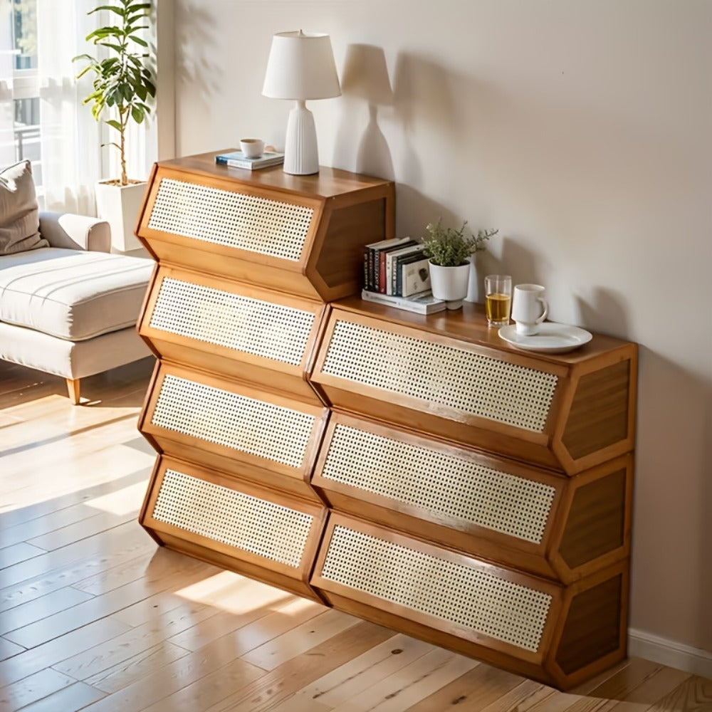 Bamboo Shoe Rack with Flip Drawer Freestanding Narrow Entryway Shoe Organizer 2 Sizes Stackable Storage for Living Room Bedroom - product image 8
