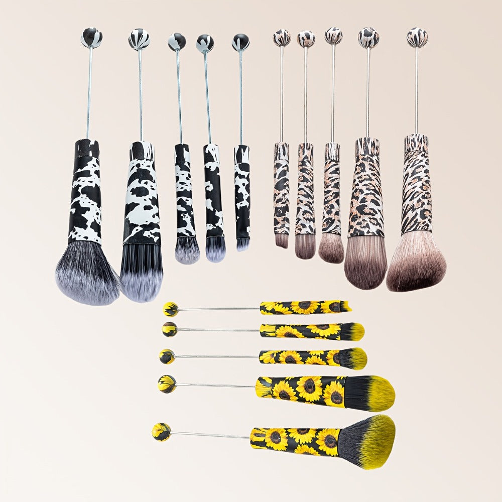 Beadable Makeup Brush Set 15PCS DIY Customizable Metal Handle - Powder Blusher Eye Shadow Slant Brushes for Women Girls - Unique Creative Beauty Gift Birthday Wedding Christmas Par - product image 15