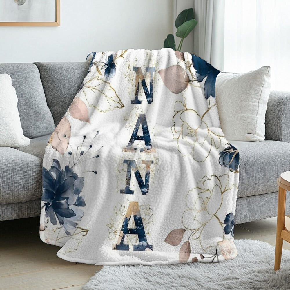 Floral Flannel Blanket – 280gsm Soft Warm Elegant Flower Print Bedspread for Sofa, Bed & Living Room, Machine Washable, 3 Sizes - product image