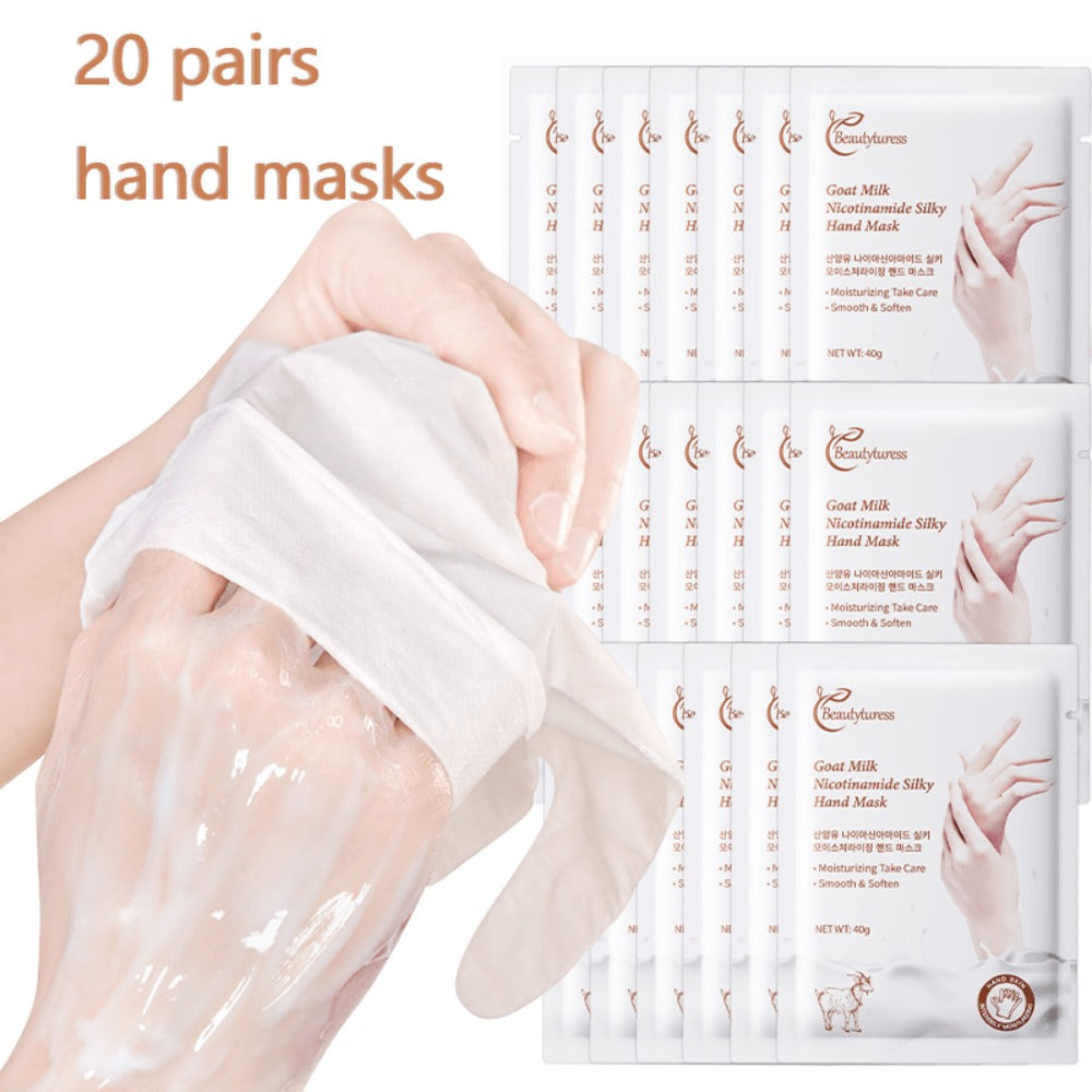 Moisturizing Hand Mask Gloves 20 Pairs with Niacinamide, Goat Milk & Glycerin | Brightening Deep Hydration Spa Treatment for Dry Rough Cracked Hands | Hypoallergenic Fragrance-Free - product image 2