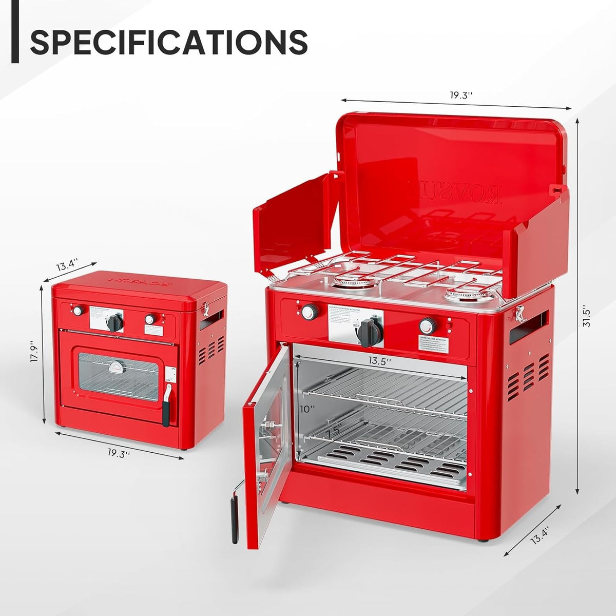 Camping Stove with Oven 2-in-1 – Camping, Backyard & Picnic Cooking – Portable Propane Double Burner 16, 000 BTU & Outdoor Oven Combo with Auto-Ignition & Thermometer
