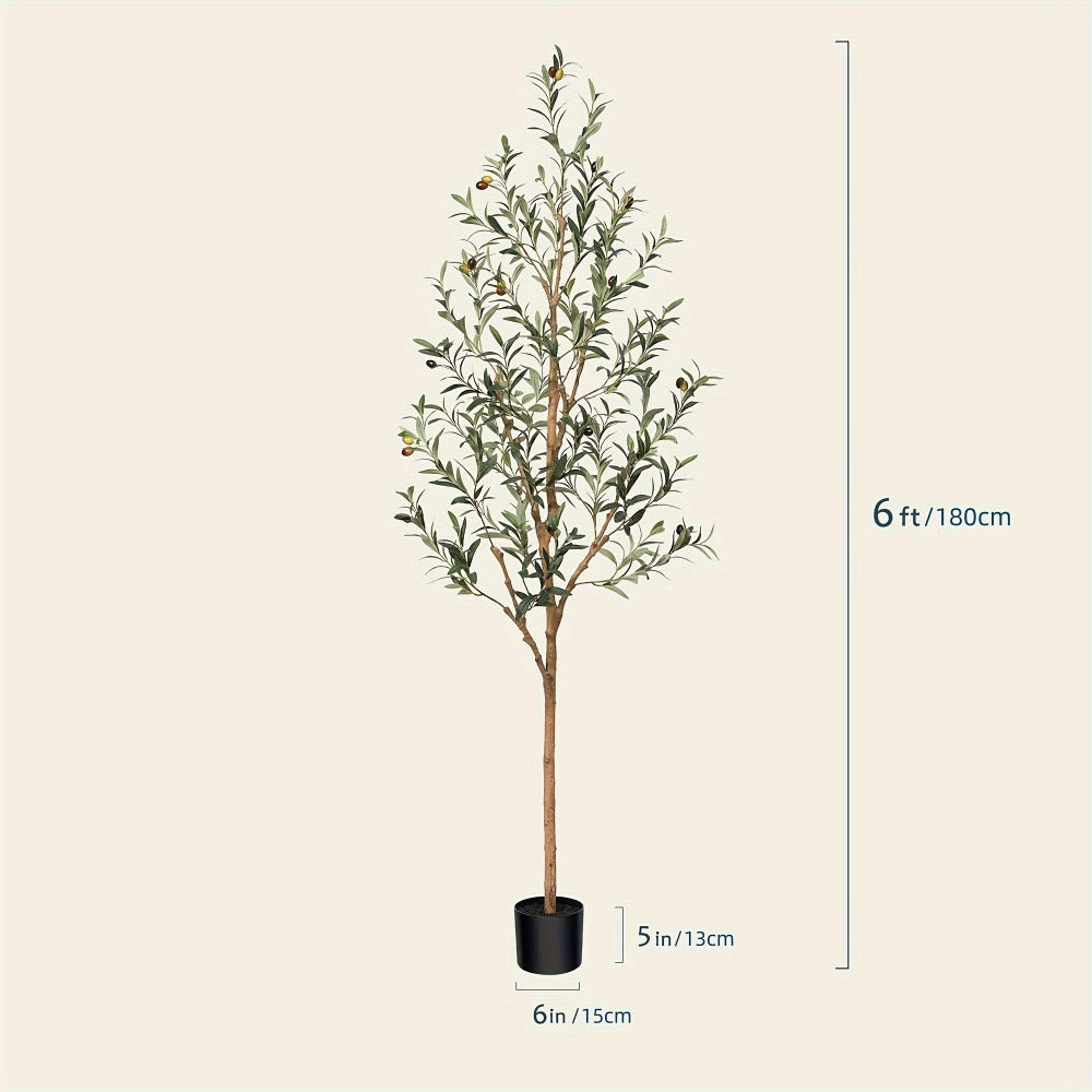 Artificial Olive Tree Potted Faux Plant Real Wood Trunk Lifelike Fruits Indoor Outdoor Home Office Decor Fake Silk Tree Multiple Sizes Available 4ft 5ft 6ft 7ft - product image 7