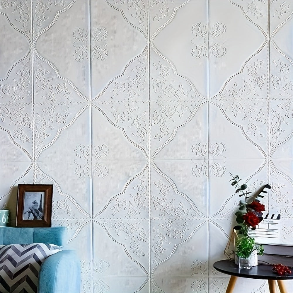 Peel and Stick Tile Stickers 13.78x13.78in Self-Adhesive Glam Plaid Pattern Wall Tiles for Kitchen Bathroom Living Room – 50pcs PVC Waterproof Removable Backsplash Decor - product image 13