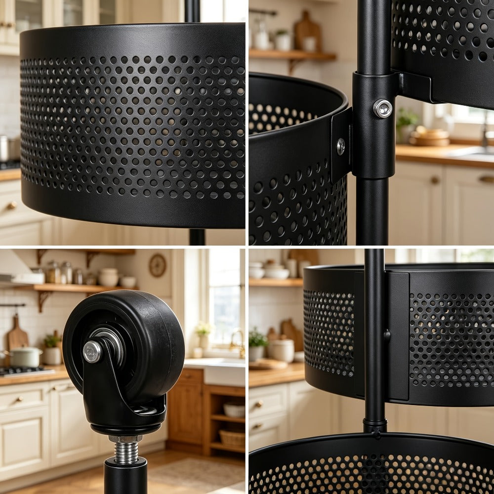 Rolling Storage Cart with Wheels 5-Tier 360° Rotating Kitchen Organizer Basket, No Assembly Space-Saving Floor Standing Bin for Kitchen Pantry Bathroom Bedroom Fruits Vegetables Ho - product image 7