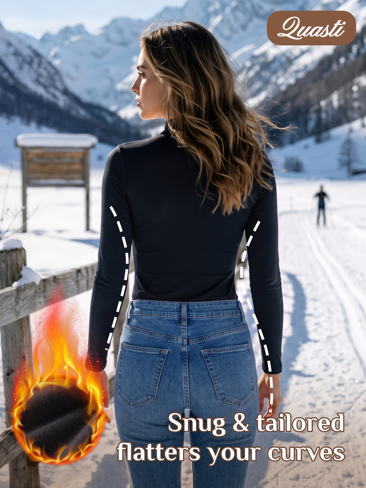 2pcs Women's Mock Neck Thermal Underwear Outfit Long Sleeve Top and Long Pants Warm Comfortable Fit for Cold Weather Winter Wear Under Everyday Clothes at Home - product image 2