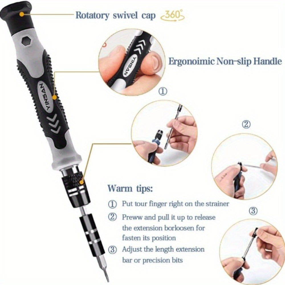 Precision Screwdriver Bit Set 30/51/55-in-1 with Case, Mini Magnetic Repair Tool Kit for iPhone, Laptop, PC, Watch, Glasses & Electronics, Multi-Size Phillips Torx Hex Slotted Scre - product image 4