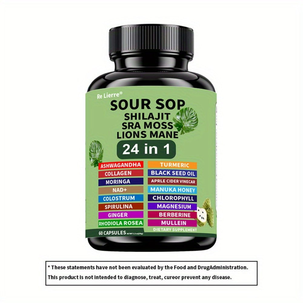 Sea Moss Capsules 24-in-1 with Soursop, Lion's Mane, Shilajit & 20 More Superfoods — Gut Health, Immune Support, Brain & Antioxidant Defense Formula for Women & Men - product image 5