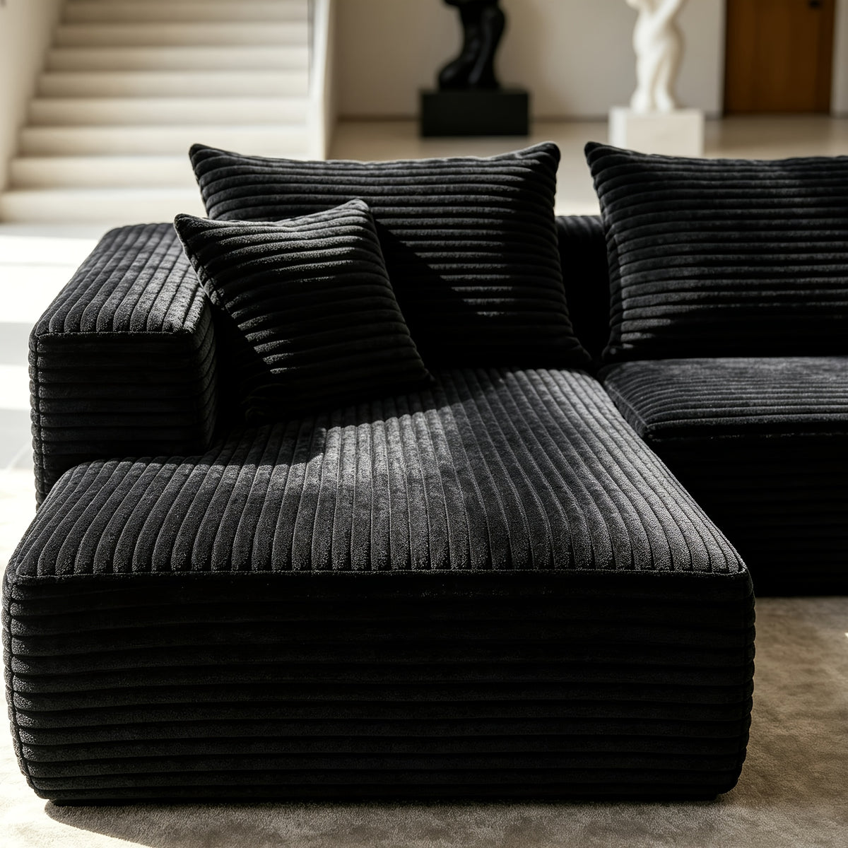 133-Inch Oversized U-Shaped Modular Sofa | Corduroy Cloud L-Shaped Corner Sofa, Extra Deep Seat, Freely Spliced and Matched, Suitable For Living Rooms and - product image 7