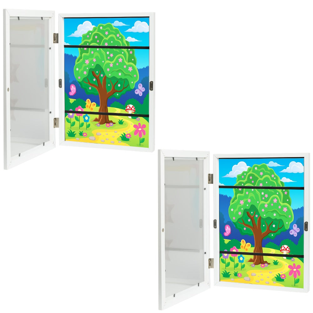 Kids Art Frames Front Opening Changeable Artwork Display Frames for Children Drawings Crafts Photos Wall Gallery - Set of 2 or 4, Black White Wood Grain - product image 7