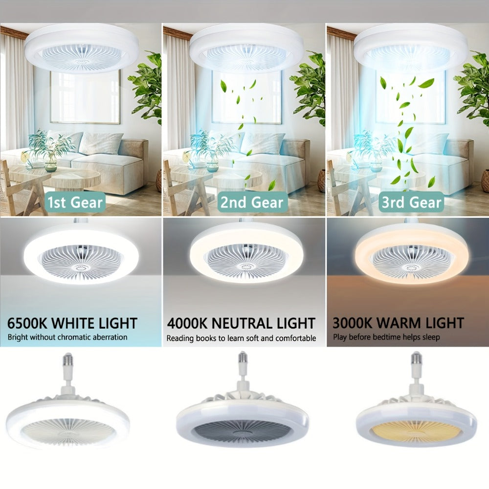 Ceiling Fan Light with Remote Control, Dimmable LED 3000-6500K, 3-Speed Fan, E26 Base, 360° Adjustable Universal Joint, Timed Night Light, Room Decor White & Gray - product image 3