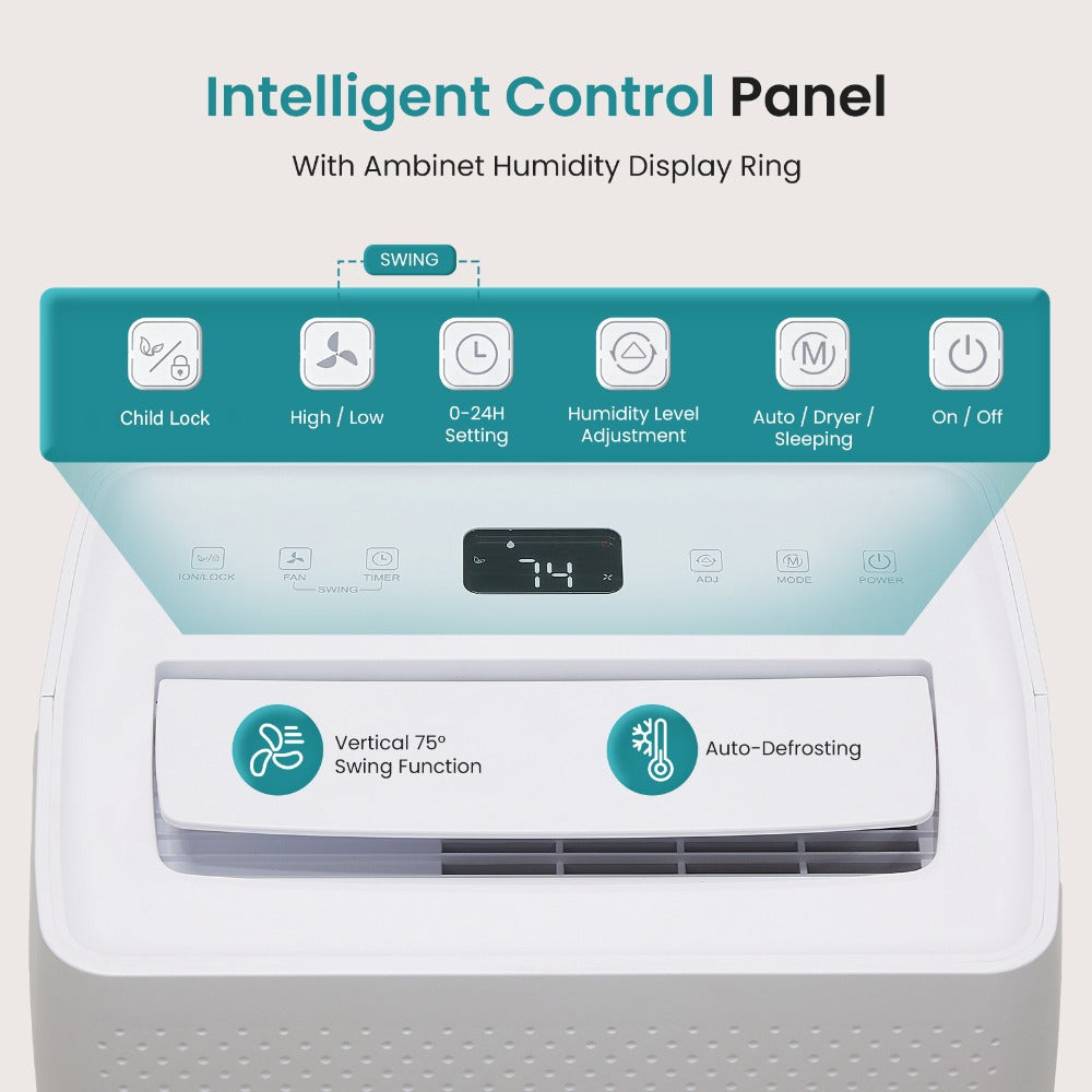 Dehumidifier for Basement 50 Pint 5500 Sq Ft with Drain Hose, Portable Home Dehumidifier for Large Room Bedroom Bathroom, 3 Modes Auto Shut-Off Quiet Fan Washable Filter Humidity C - product image 10