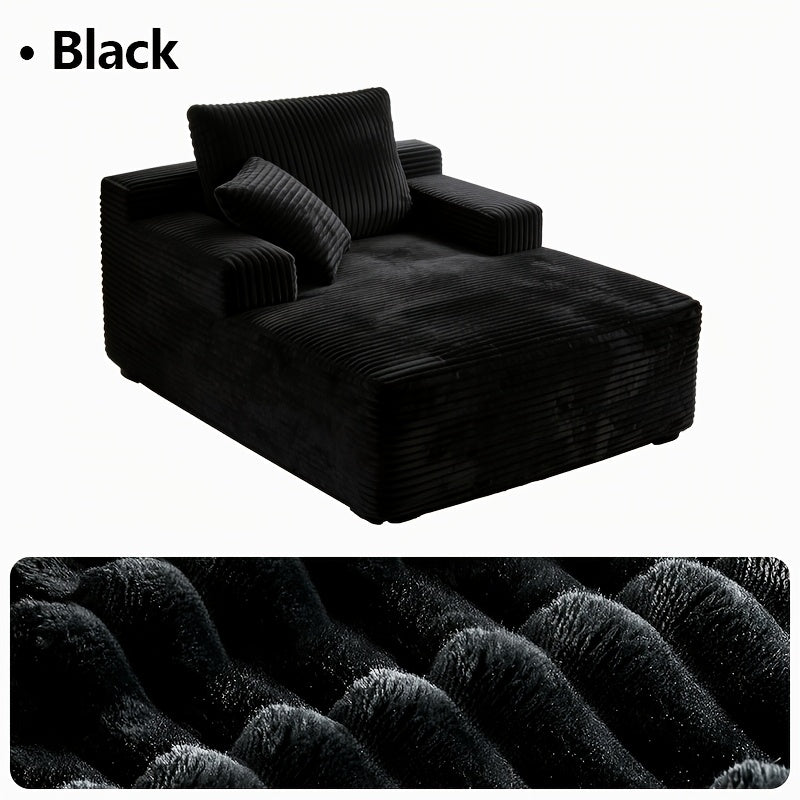 96-inch L-shaped Chaise Set, 65-inch Single Chaise Lounge, Oversized Boneless Leisure Recliner Covered with Soft Corduroy Fabric, Equipped