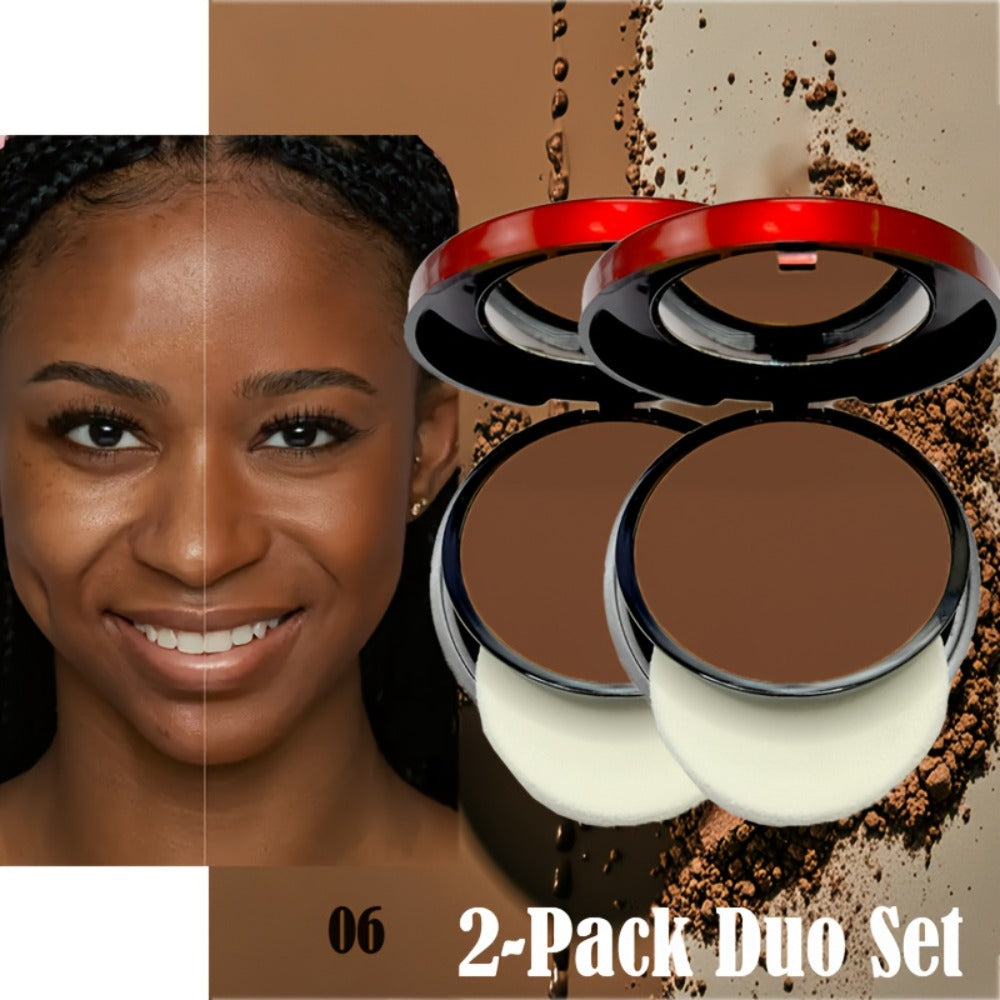 Pressed Powder Foundation Contour Matte Ful1l Coverage Oil Control Waterproof | 6 Shades Light to Dark | Blending Puff Included | 1-Pack & 2-Pack Duo Set Available - product image 11