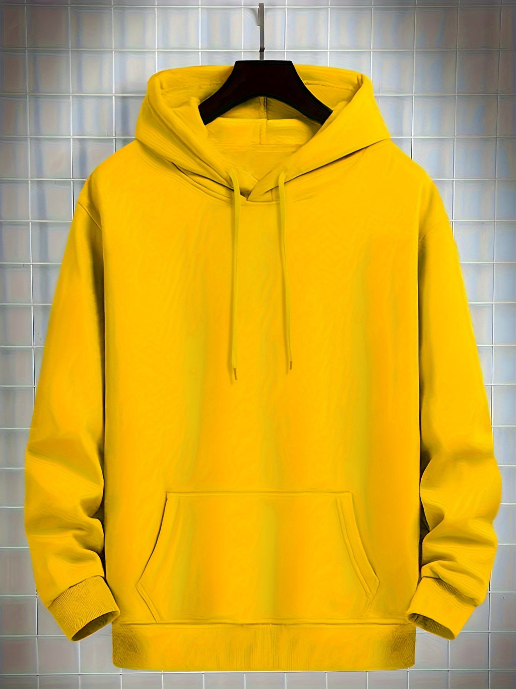 4 Simple Solid Color Hoodies with Kangaroo Pockets, Casual Hoodie for Men - product image 16