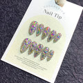 Almond Press On Nails 10pcs Medium Length Glitter Strobe AB Crystal Rhinestone – Color Block Fake Nails Kit with Nail File, Cuticle Stick & Sticker Pad for Party, Wedding, Date Nig - product image 14