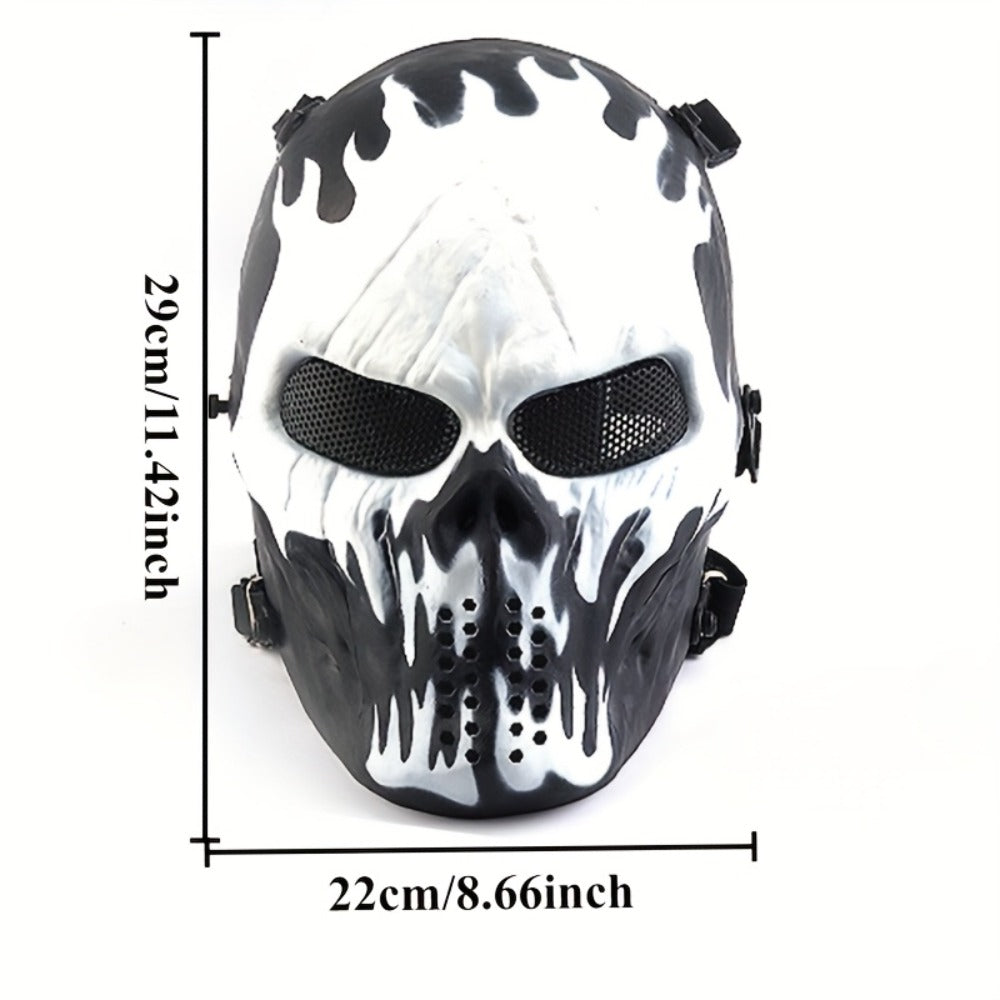 Outdoor Cycling Cosplay Themed Party Role Play Accessory, Silvery Grey | Skeleton Mask Halloween Costume Polyester Black White Camouflage Design for Adults - product image 4