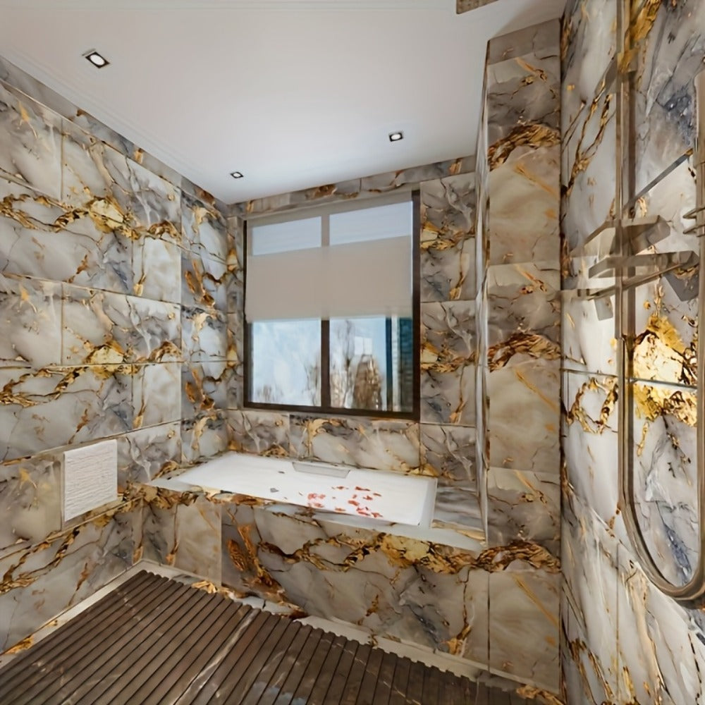 Peel and Stick Wall Tiles 50/100pcs - Waterproof PVC Marble Self-Adhesive Vinyl Panels for Bathroom Shower Kitchen Living Room TV Backdrop, Modern Wall Decor Easy Installation No G - product image 25