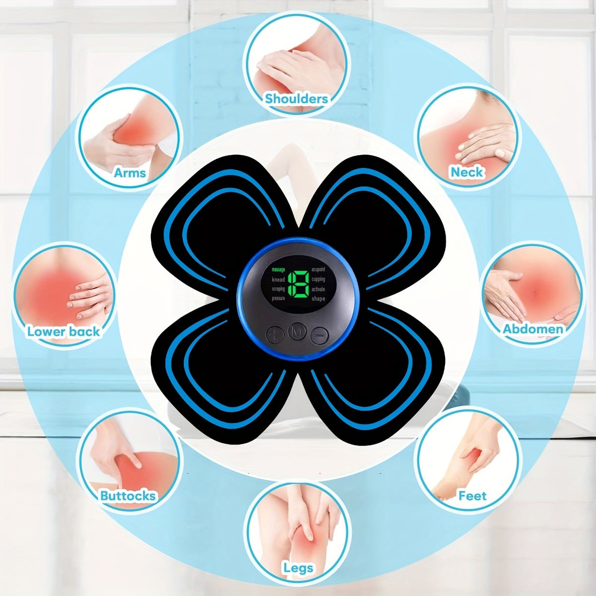 EMS Muscle Stimulator Massager Patch – Full Body Electric Massage Device with 8 Modes & 19 Intensity Levels for Shoulder, Arm, Leg, Waist & Cervical Spine Pain Relief - product image 8