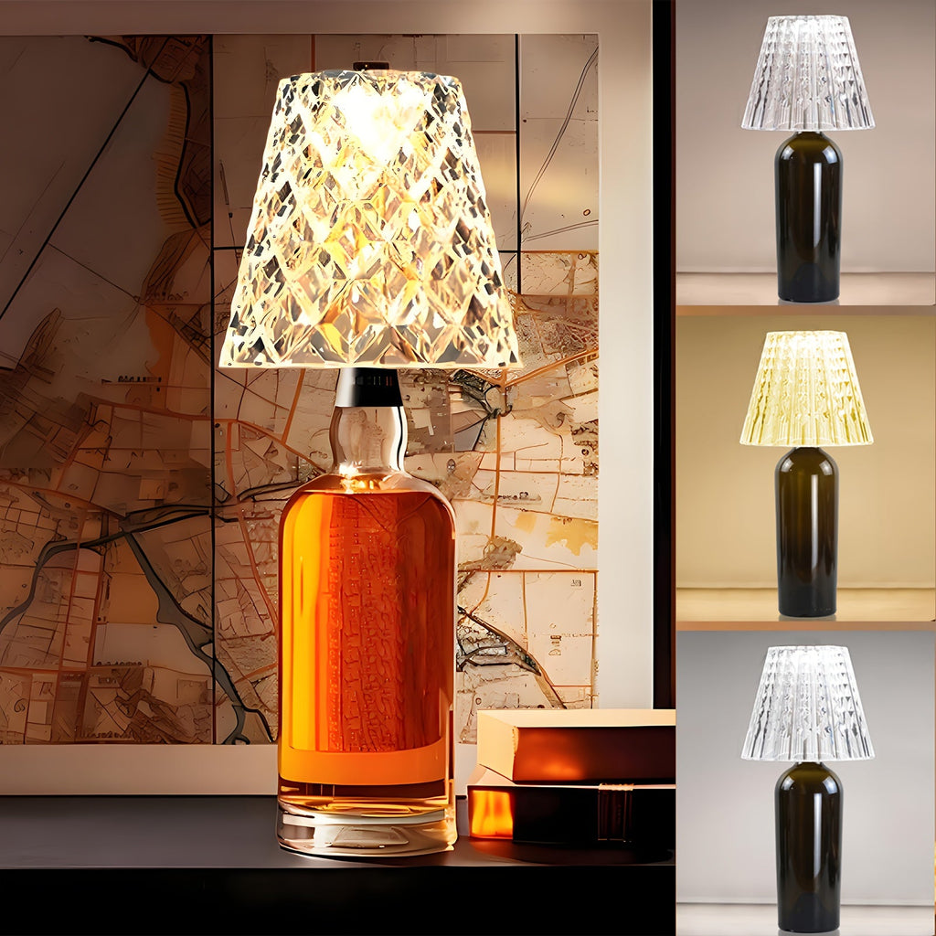 Wireless Wine Bottle Lamp – USB Rechargeable Acrylic Crystal Shade, 3-Color Touch Control Smooth Dimming, 2000mAh Cordless Bottle Light for Bar Decor, Home, Kitchen, Party & Table  - product image 14