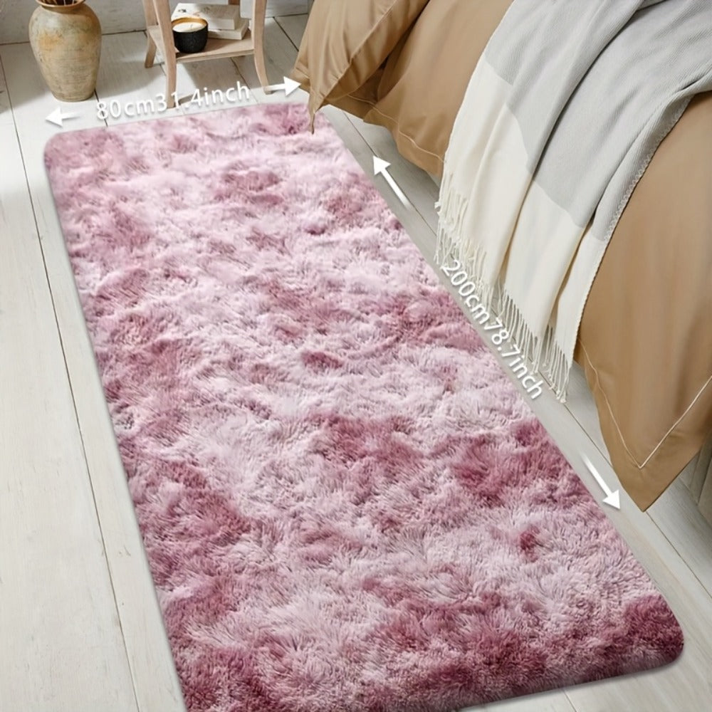 Tie-Dye Plush Fluffy Mat Absorbent Non-Slip – Luxury Soft Bathroom Rug for Living Room & Bedroom, Modern Home Decor Floor Mat, 31.5x78.7 in – Light Grey, Dark Gray, Light Pink, Bla - product image 12