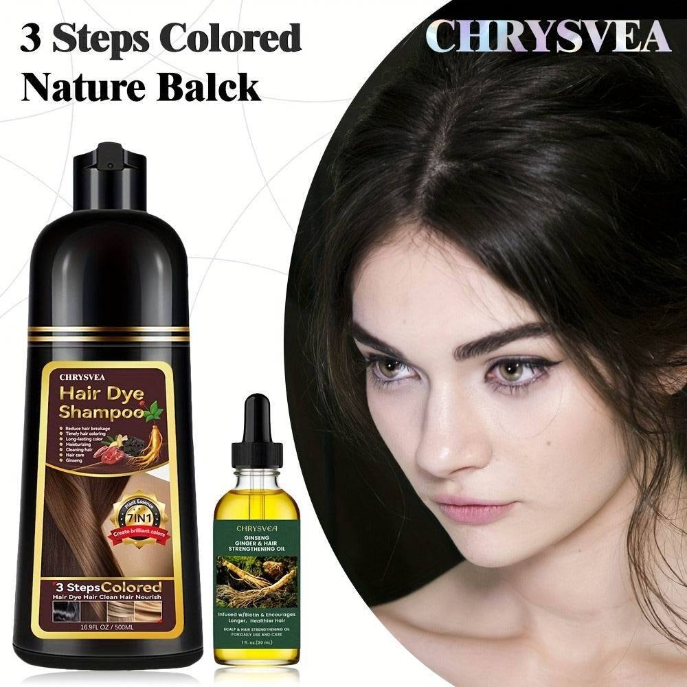 Hair Dye Shampoo with Rosemary Essential Oil Set 7-in-1 16.91 oz — 100% White & Gray Hair Coverage, Herbal Formula, 9 Shades, Long-Lasting Color, No Mix, Scalp Nourishing, Unisex M - product image 3