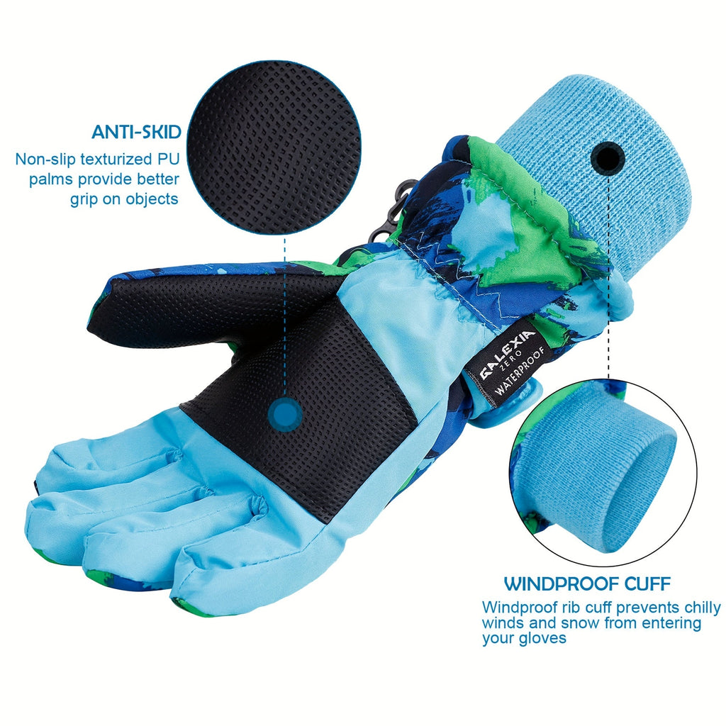 Windproof Waterproof Thermal Gloves for Men & Women, Non-Slip Grip, Touchscreen Compatible, Cold Weather Outdoor Sports Gloves – Winter Ski Gloves for Skiing - product image