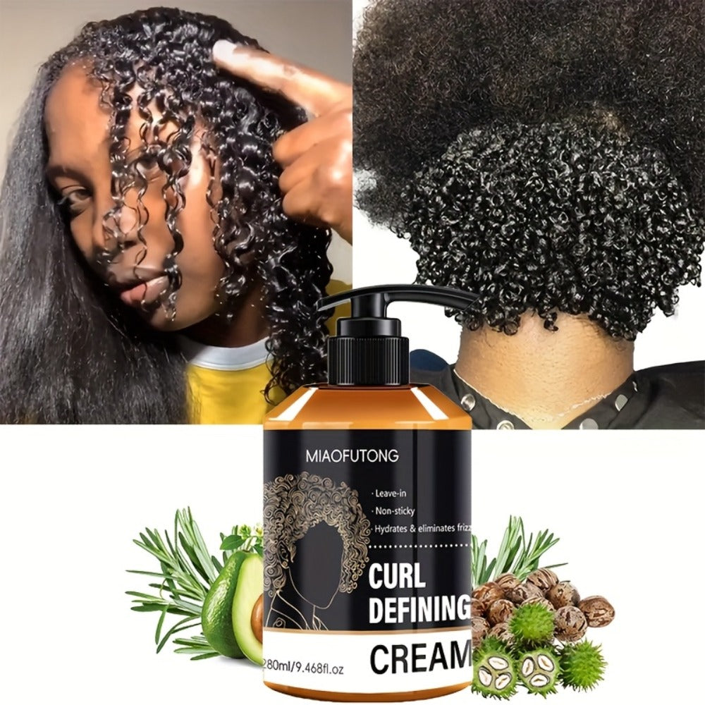 Men's Curl Defining Cream Leave-In Styler with Moroccan Argan Oil Coconut Oil & Shea Butter — Frizz-Free Bouncy Waves Long-Lasting Hold for Curly Wavy Coily Hair 280ml - product image 2