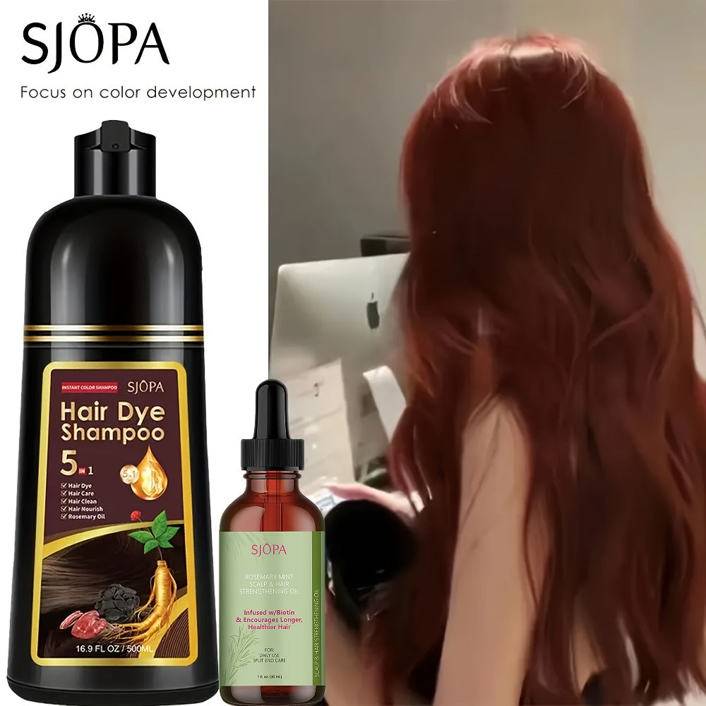 Hair Color Shampoo 5-in-1 Instant Gray Coverage Color Dyeing Conditioner 16.9oz – SJOPA No Ammonia Safe Natural Formula 12 Shades Unisex Men Women - product image 19