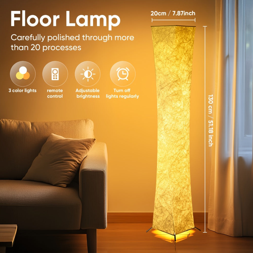 LED Floor Lamp 52 Inch Modern – Adjustable 3000K Warm Light with Remote Control, USB Port, Matte Metal Finish & Tyvek Shade for Bedroom, Living Room & Game Room Space Decor - product image 3