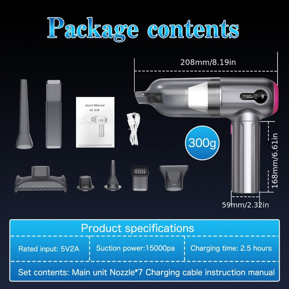 Cordless Car Vacuum Cleaner USB Rechargeable – Powerful Handheld Vacuum with Blow & Suction, Multiple Accessories for Car, Home, Office & Outdoor Use, Portable Strong Suction Auto  - product image 3