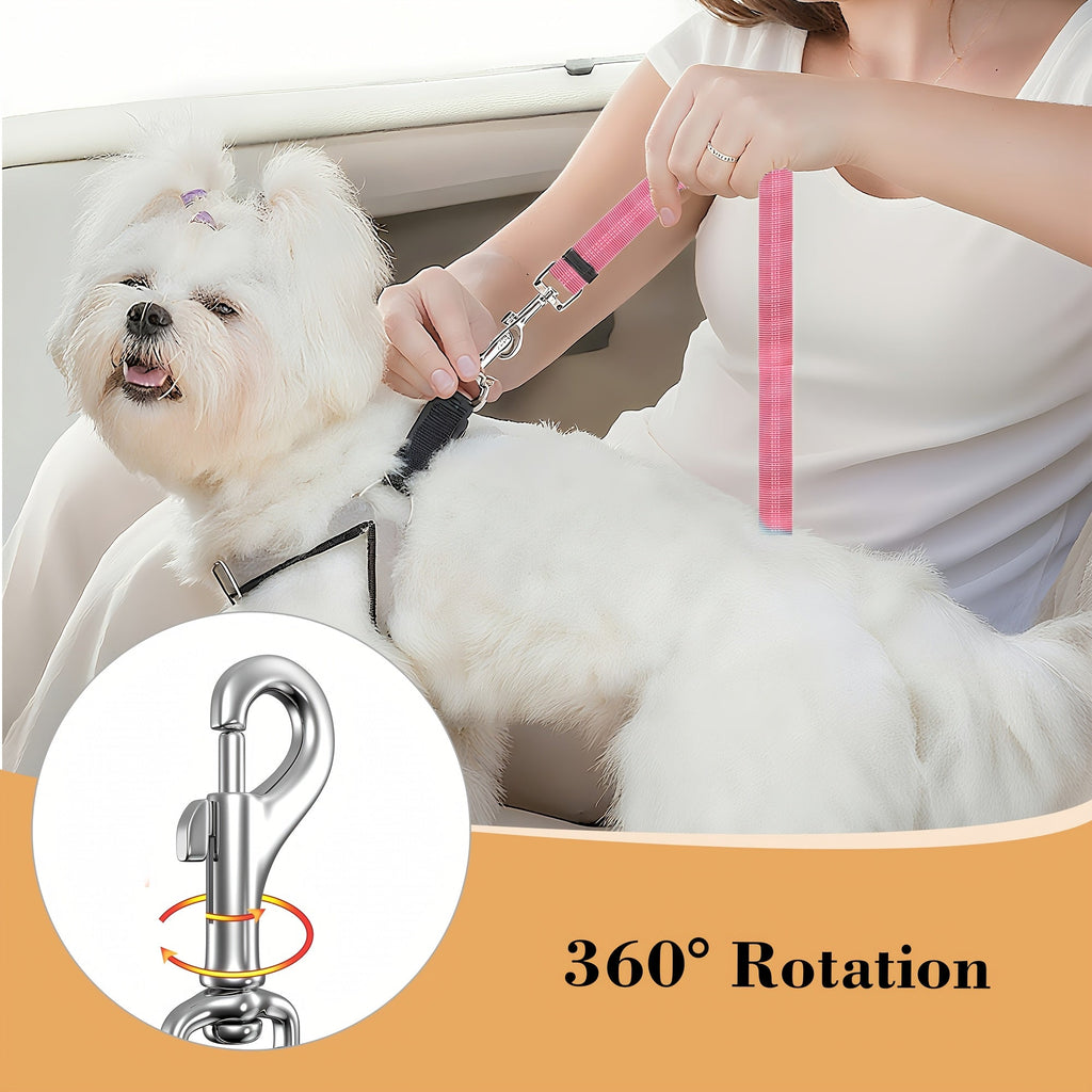 Retractable Adjustable Reflective Bungee Dog Restraint, Secures to Vehicle Headrest, Blue & Black | Dog Seat Belt for Car 3-in-1 Pet Car Seatbelt Harness - product image 6