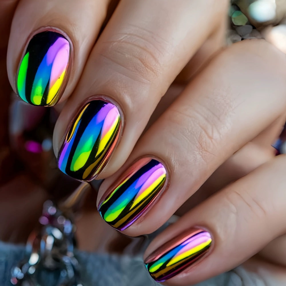 Gradient Almond Press On Nails 216 Pieces 9 Packs with Glue Purple Pink Silver Gold French Pointed Solid Color Glossy Full Cover False Nails Nail Art Kit for Women Daily Wear Holid - product image 12