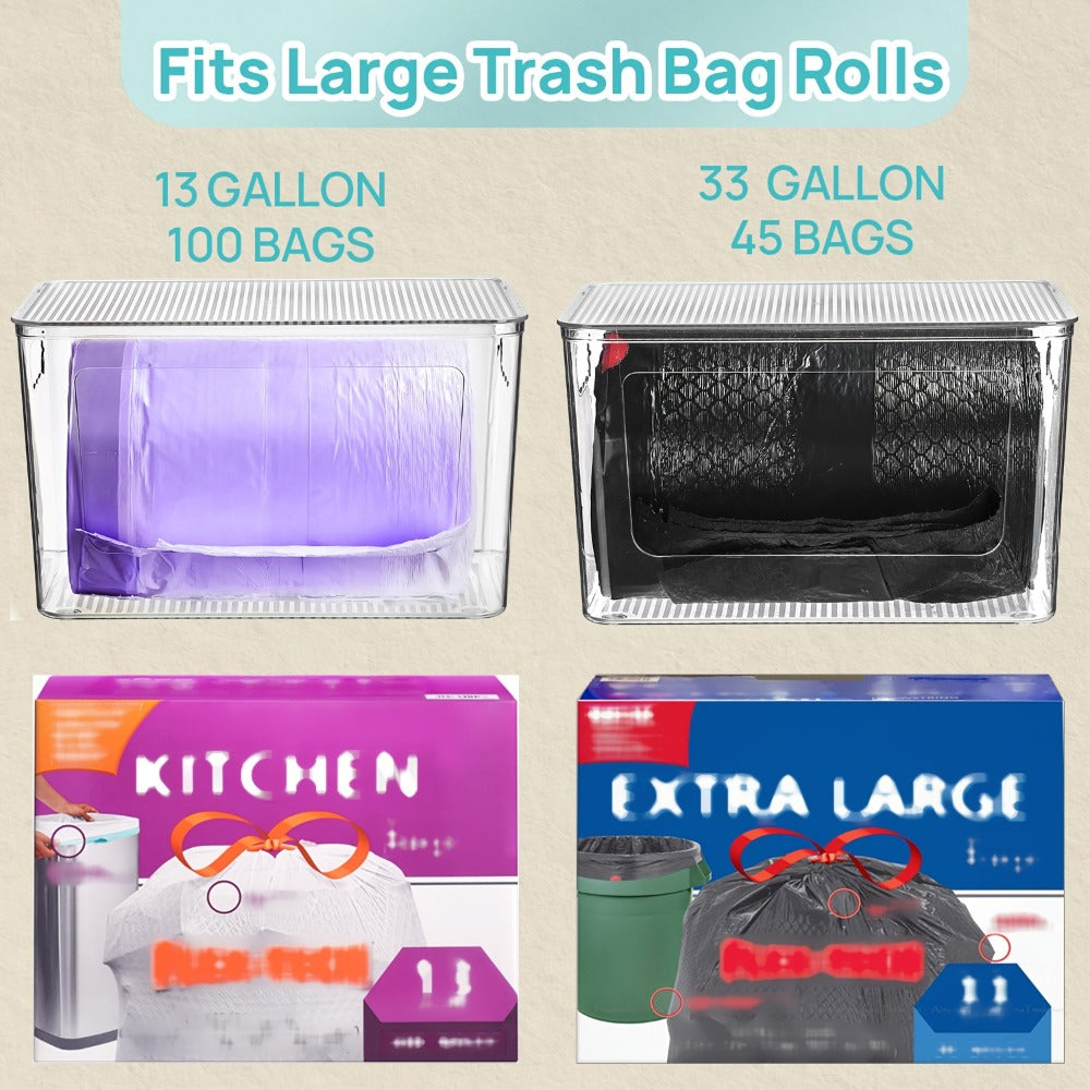 Trash Bag Dispenser 2 Pack – Clear Stackable Garbage Bag Holder for 13/30/33 Gallon Bags, Under Sink Organizer, Locking Lid, Anti-Slip, Kitchen Pantry Laundry Room Cabinet Storage - product image 5