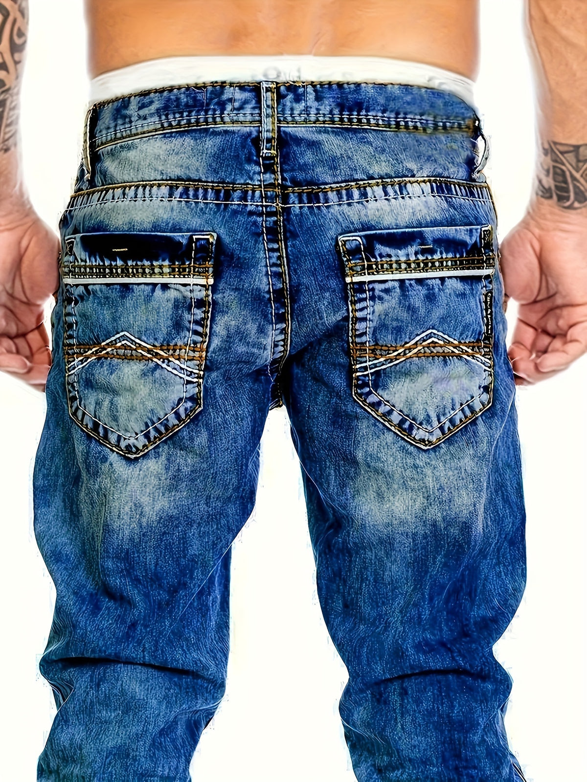 American Snowflake Washed Men's Jeans, Fashionable and Versatile Straight Pants, Elastic Jeans Suitable for All Seasons Pantalones Para Hombres Mens Clothes Men Jeans Y2k Clothesropa De Hombrejeans