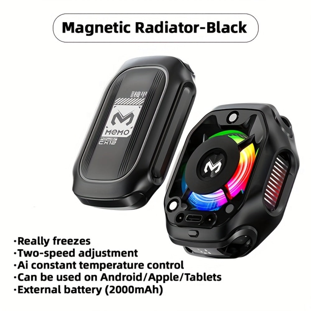 Phone Cooler Magnetic Semiconductor Cooling Fan with RGB LED Temperature Display Rechargeable Battery USB Type-C for Mobile Gaming TikTok Live Streaming iPhone Android - product image 6
