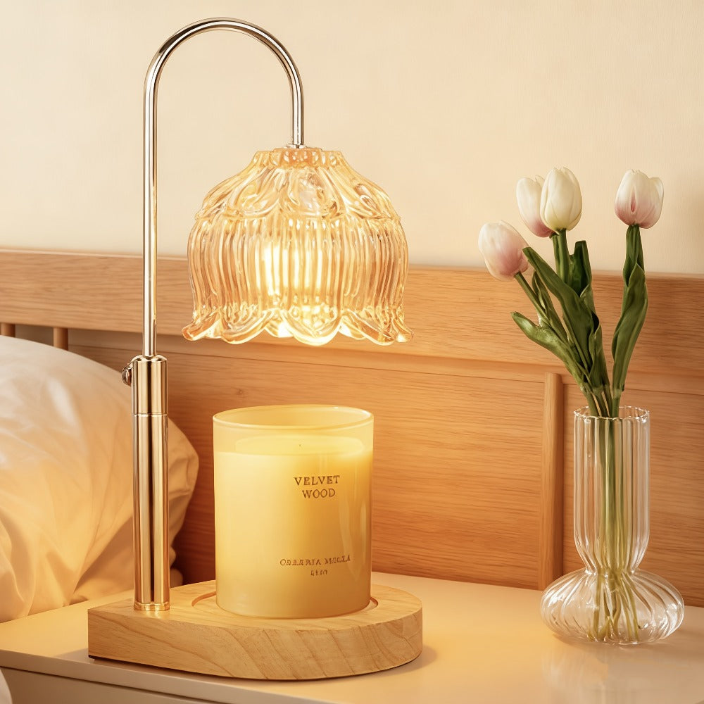 Electric Candle Warmer with Timer, Crystal Wax Melt Warmer Lamp, Adjustable Temperature, Lily Shape Glass Candle Warmer for Scented Jar Candles, 2/4/8 Hour Timer, Holiday Home Deco - product image 2