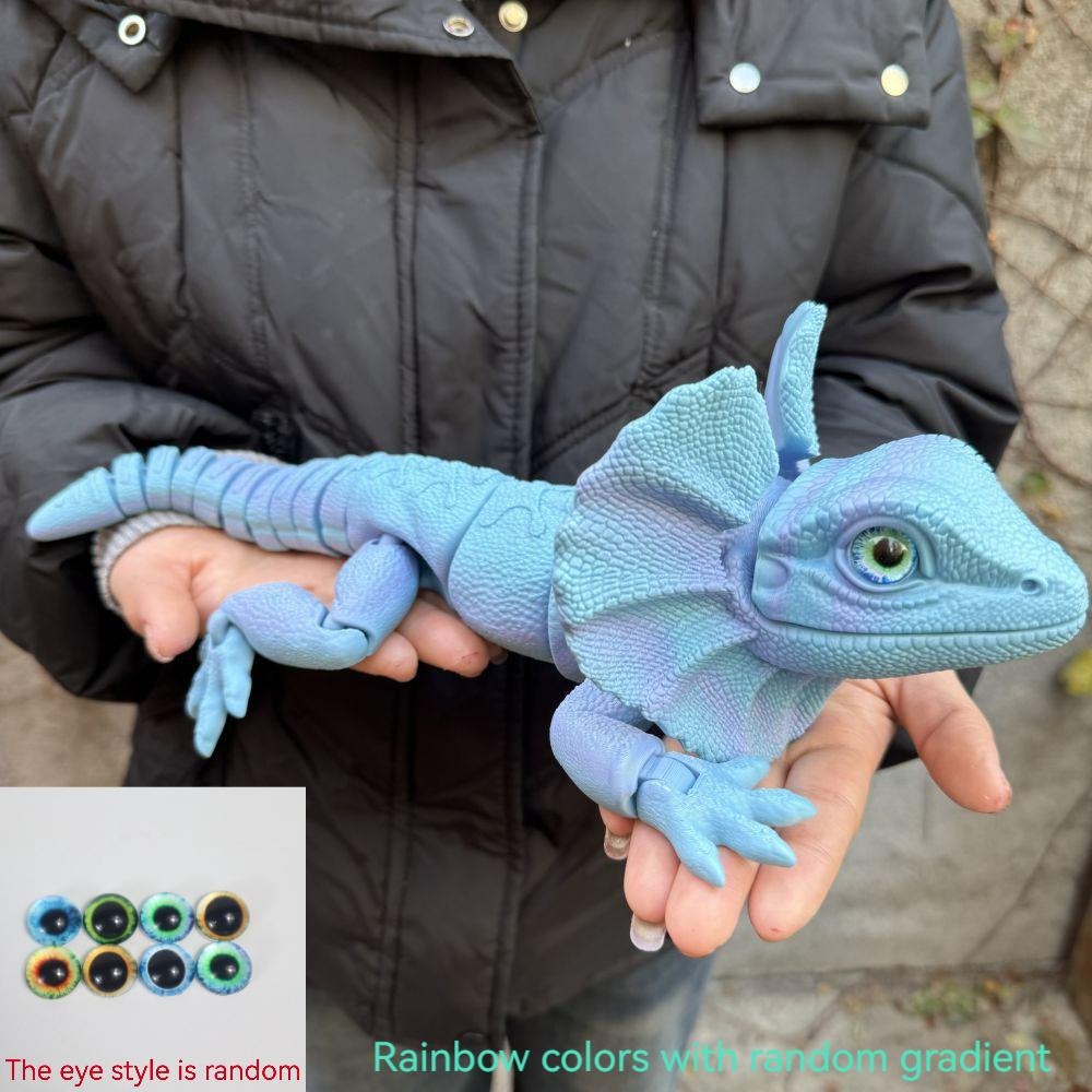 Frilled Neck Lizard Figurine 3D Printed | Large Umbrella Lizard Animal Sculpture 8 Color Styles, Reptile Collectible Desk Decor Unique Gift for Reptile Lovers Kids Teens Adults