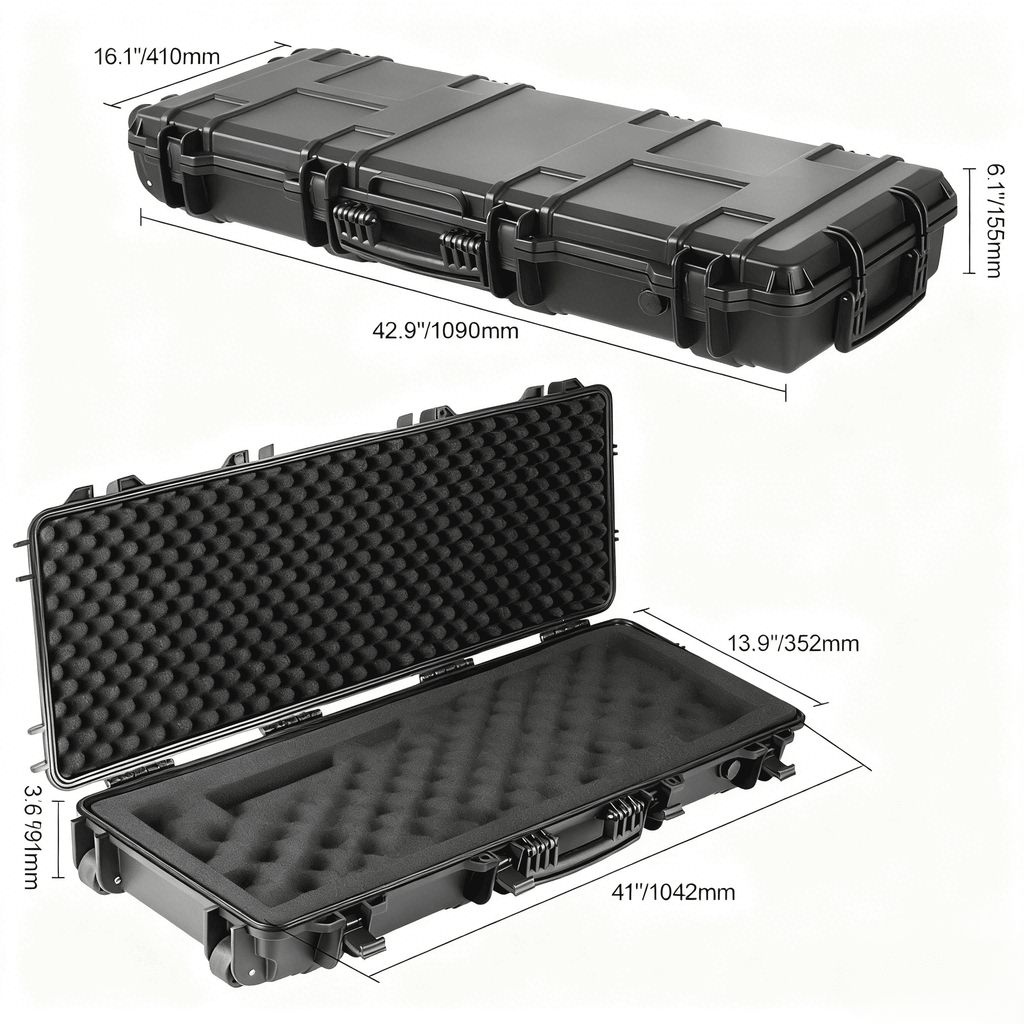 Lockable TSA Approved Gun Case, 3-Layer Protective Foam, Crushproof Hard Shell for Two Rifles or Shotguns, Pressure Valve & Metal Hinges for Hunting & Travel - product image 2