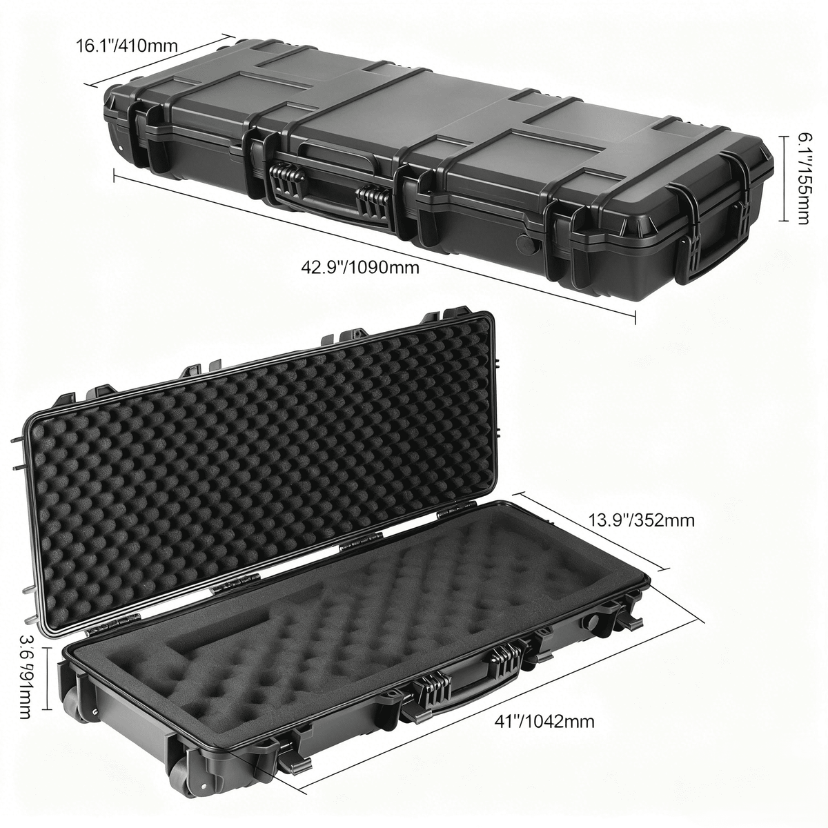 Lockable TSA Approved Gun Case, 3-Layer Protective Foam, Crushproof Hard Shell for Two Rifles or Shotguns, Pressure Valve & Metal Hinges for Hunting & Travel - product image 2